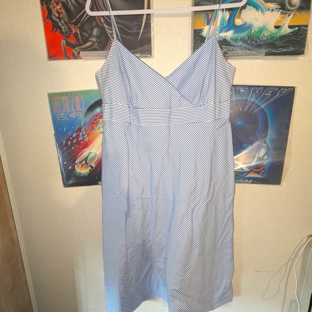 J.Crew Blue Striped Cotton Midi Dress Size 12